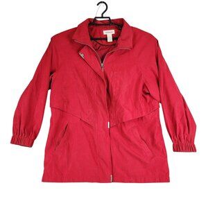 Womens Vintage Westbound Suede Red Jacket Full Zip & Button Up Polyester Blend L